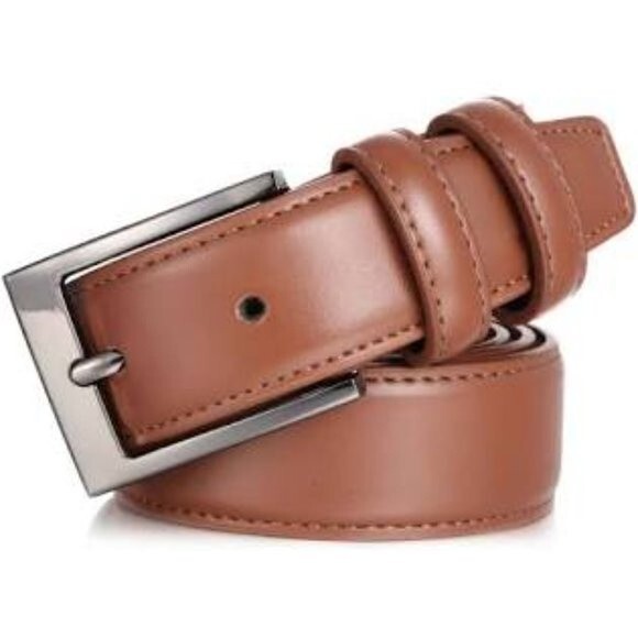 MIO MARINO Tan 30" Classy Prong Buckle Belt Brown Genuine Leather NWT - Picture 1 of 10
